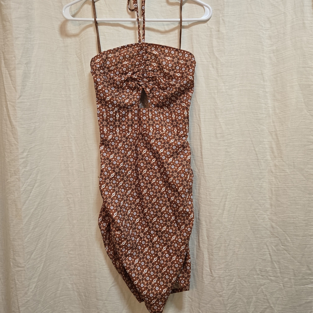 Princess Polly Rust Floral Strapless Dress